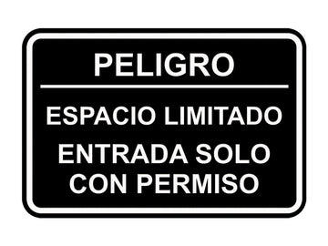 Signs ByLITA Classic Framed Peligro Espacio Limitado- Entrada solo con permiso Door or Wall Sign Easy Installation | Health And Safety | Building And Hospitality